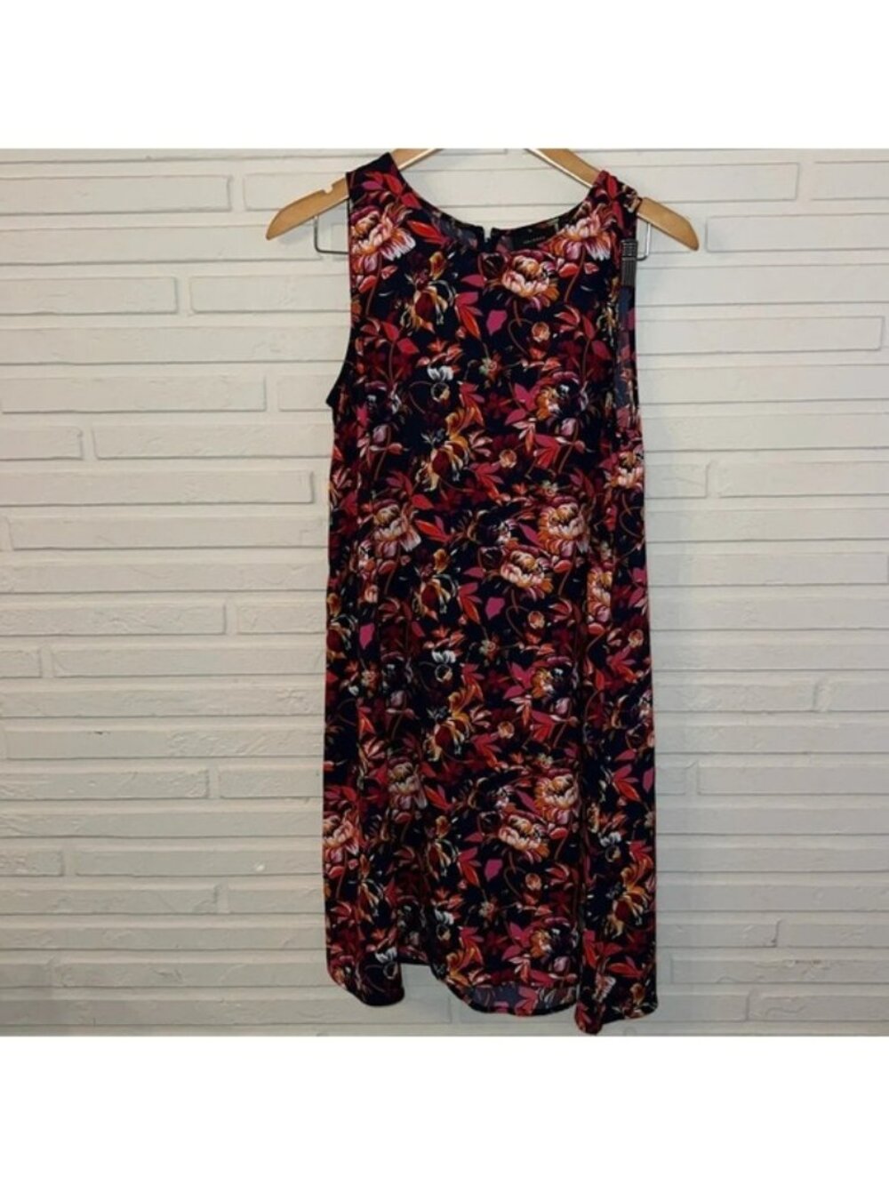 Halogen Navy Blue and Floral A-Line Dress, Women’s Size Medium